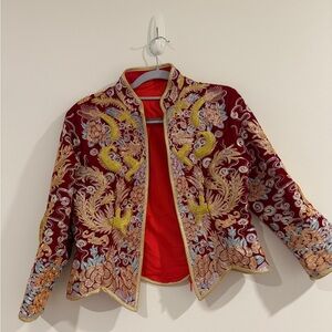 Embroidered Red and Gold Women's Set. Chinese Wedding Qun Gua, Qun Kwa